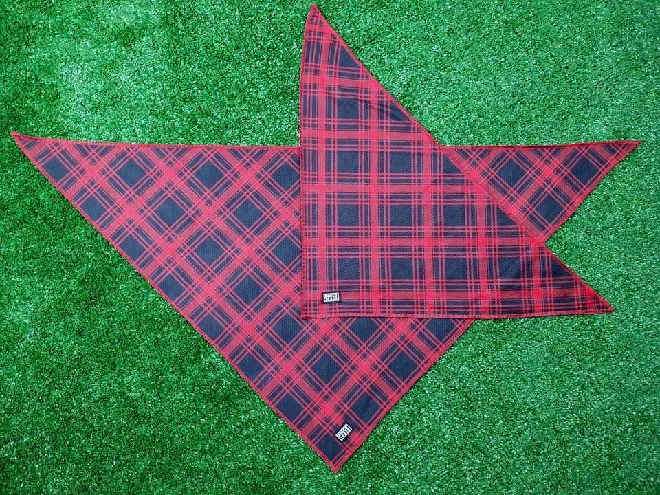 Bosco & Co Cooling Bandana: Black & Red Tartan