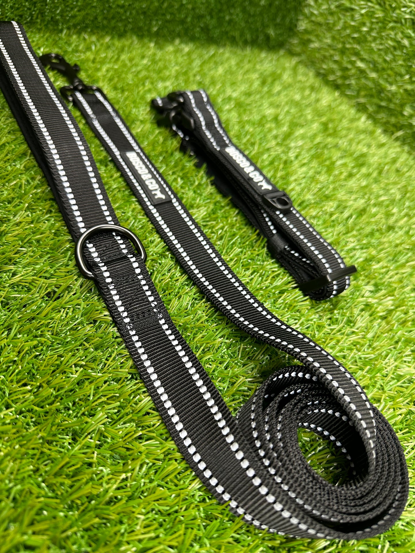 Bosco & Co plain Black collar and lead 